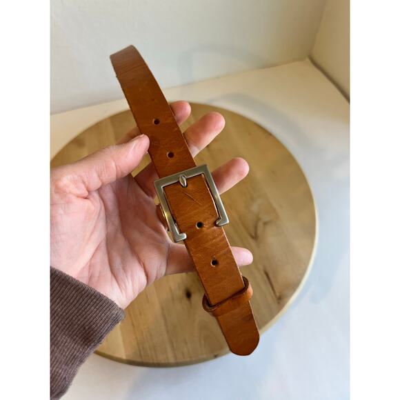 Y2K Mossimo Tan Genuine Leather Silver Buckle Belt Size Large USA Made